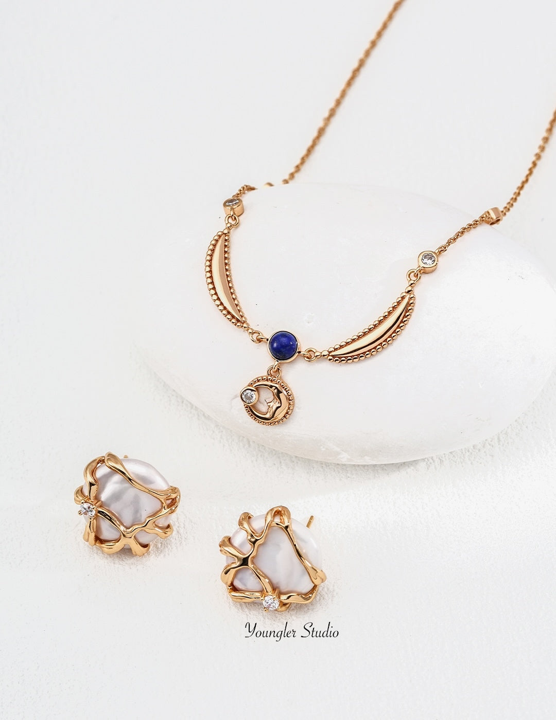 Baroque Gilded Pearl Studs