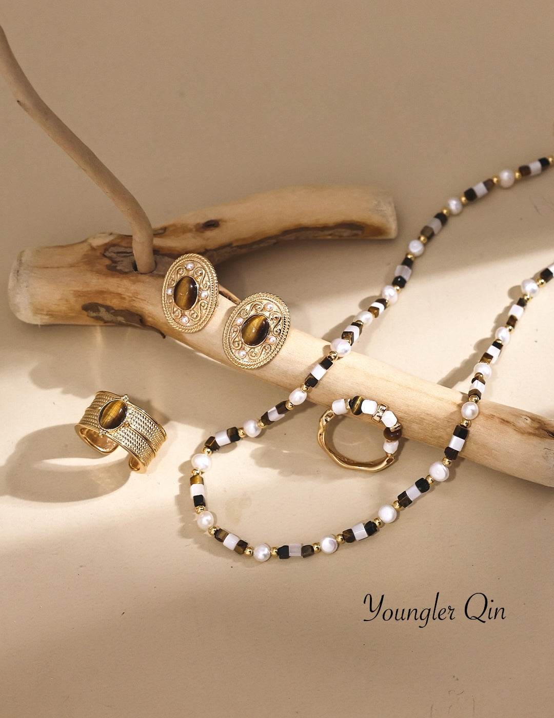 Pearl Tiger Eye Bead Set