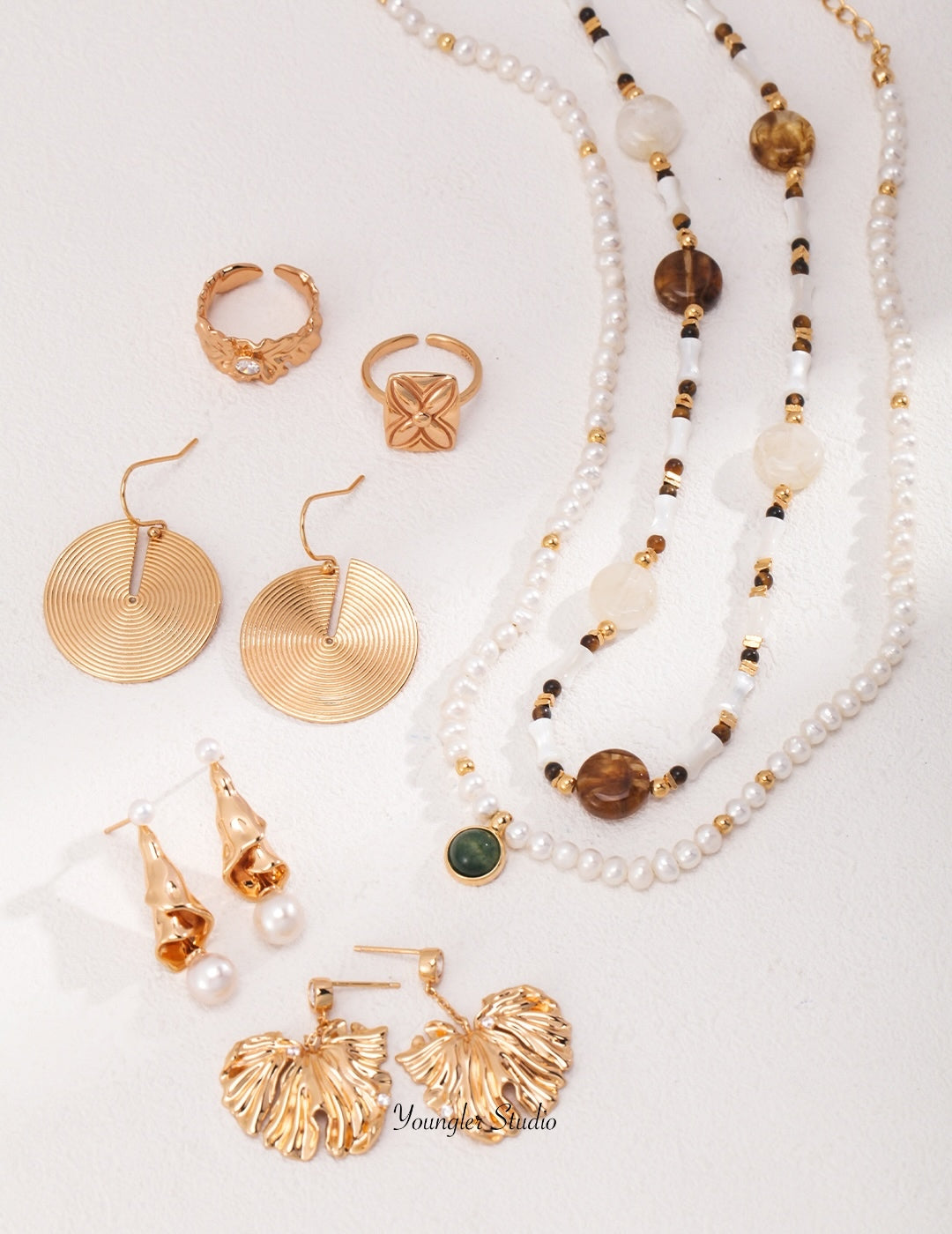 Mixed Gemstone Disc Necklace