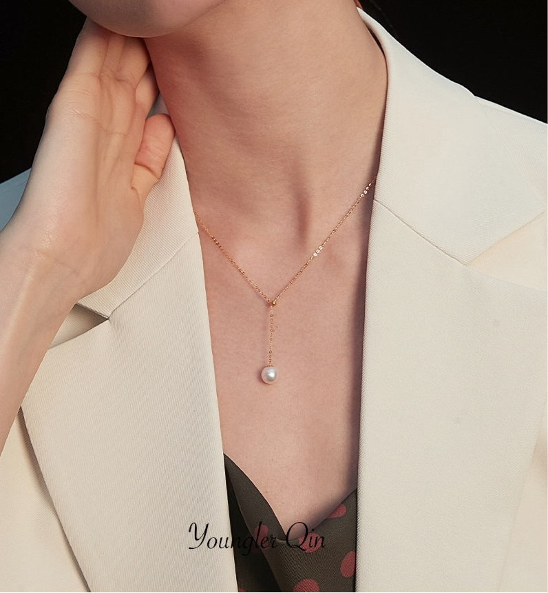 18K Gold Drop Pearl Necklace