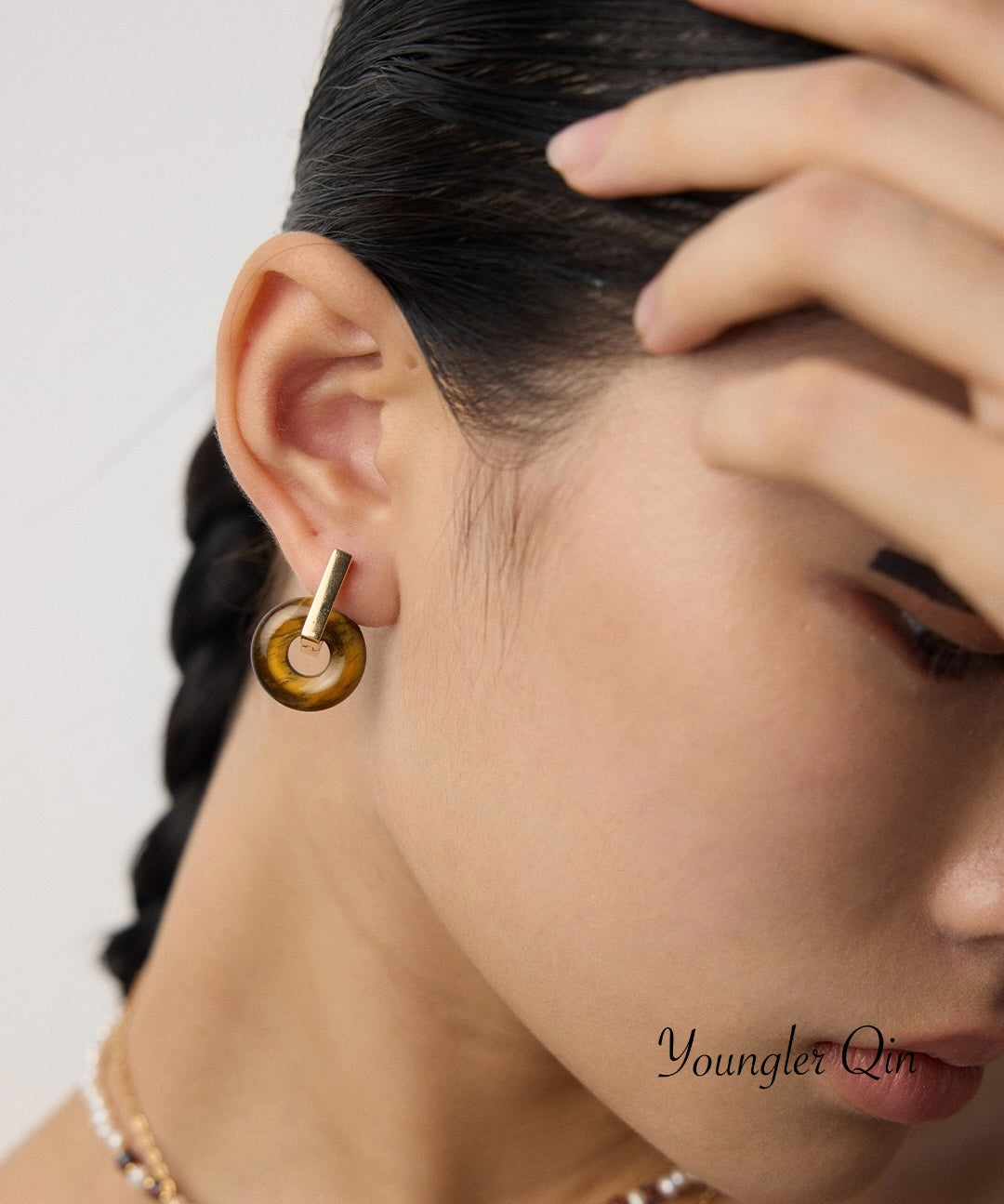 Tiger Eye Circle Earrings