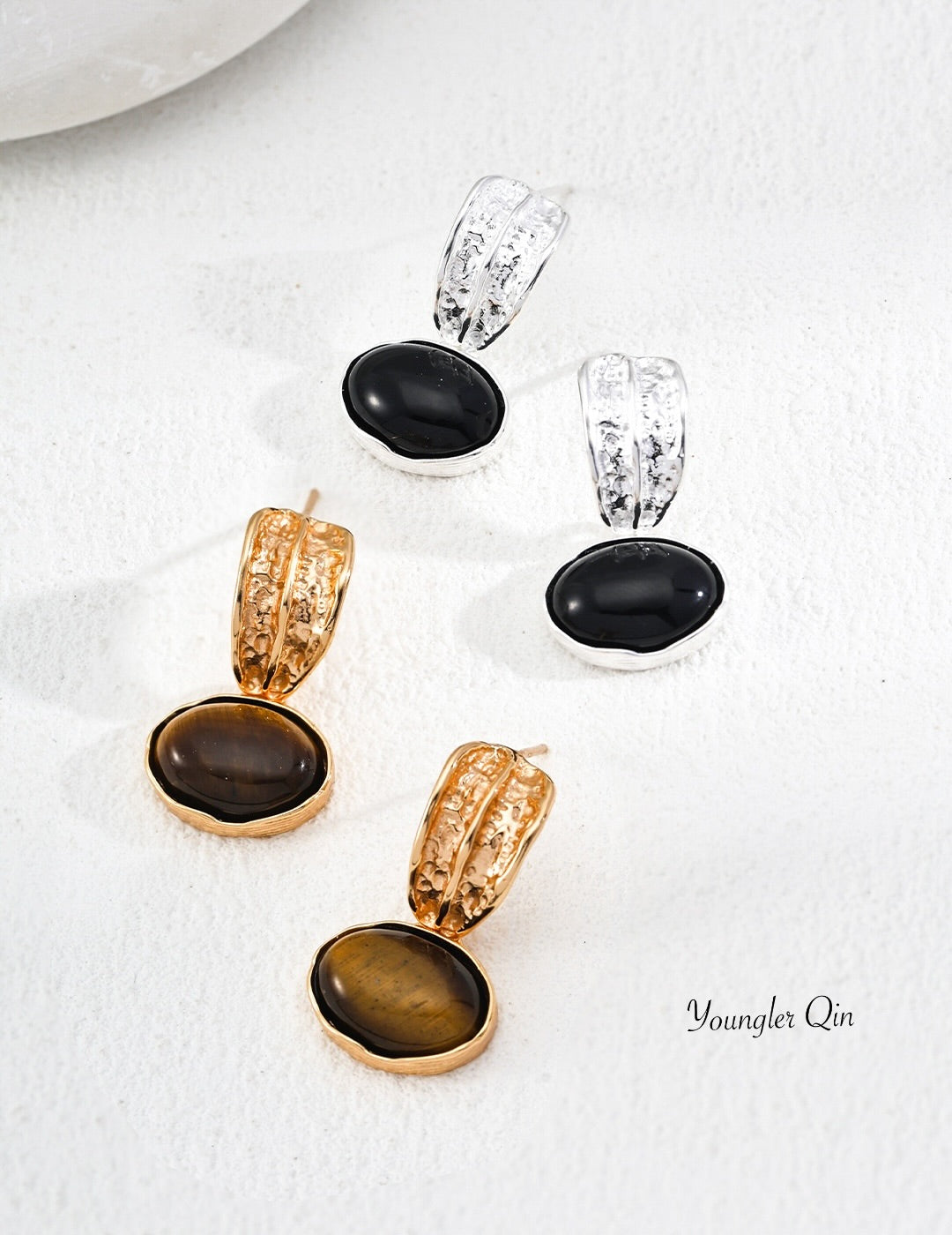 Textured Dome Drop Earrings