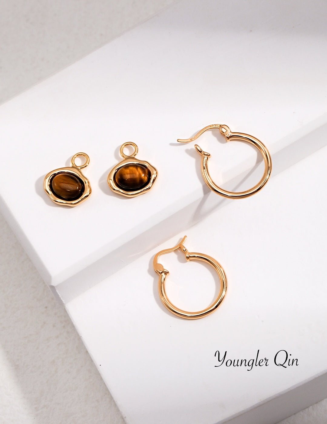 Tiger Eye Malachite Hoops