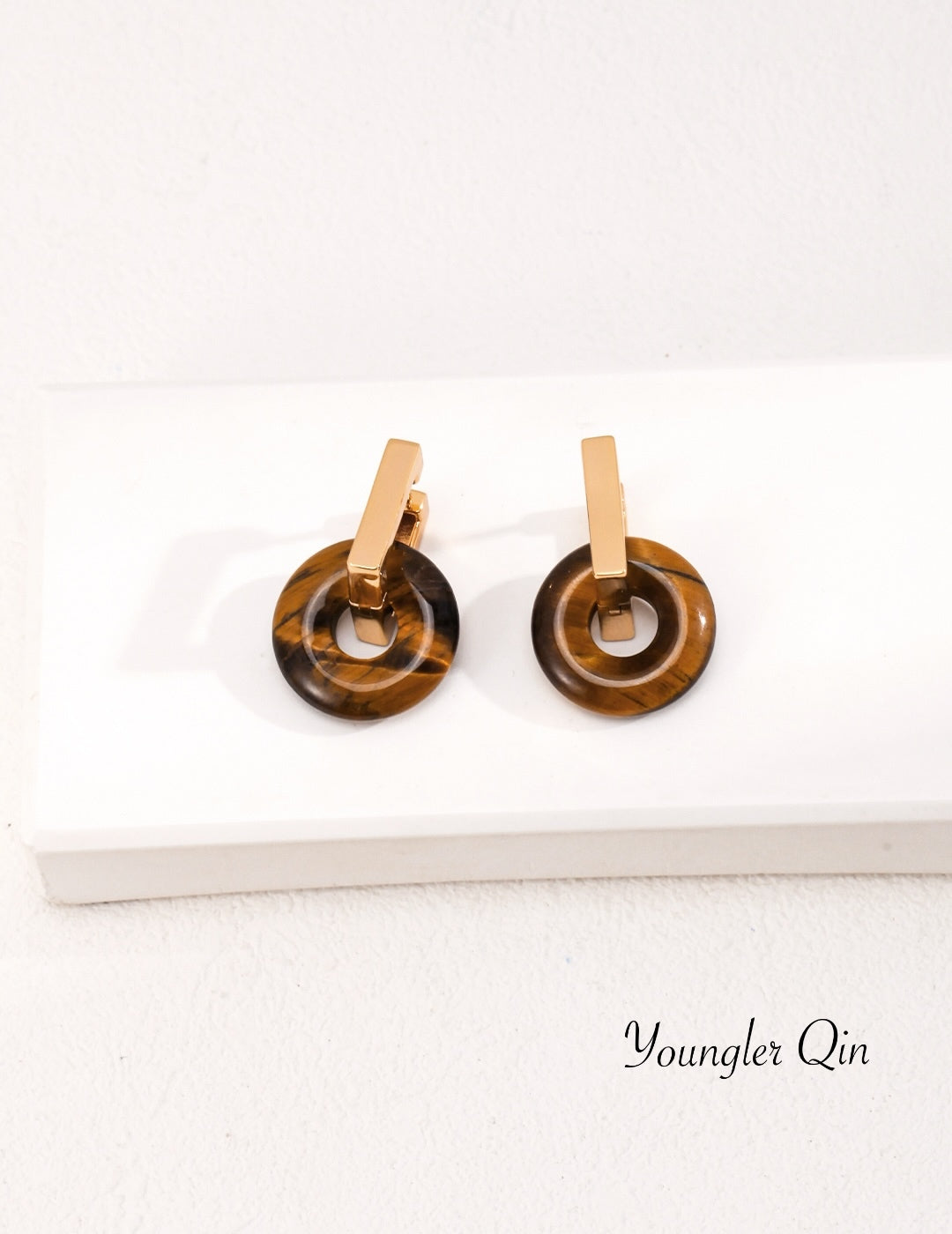 Tiger Eye Circle Earrings