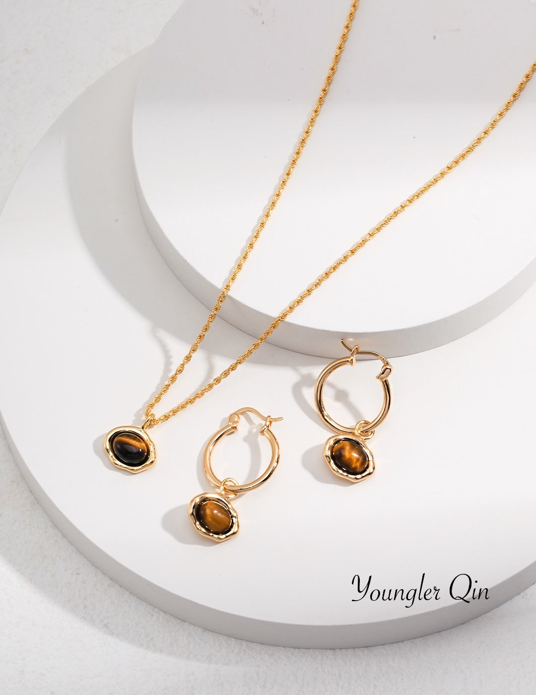 Tiger Eye Malachite Hoops