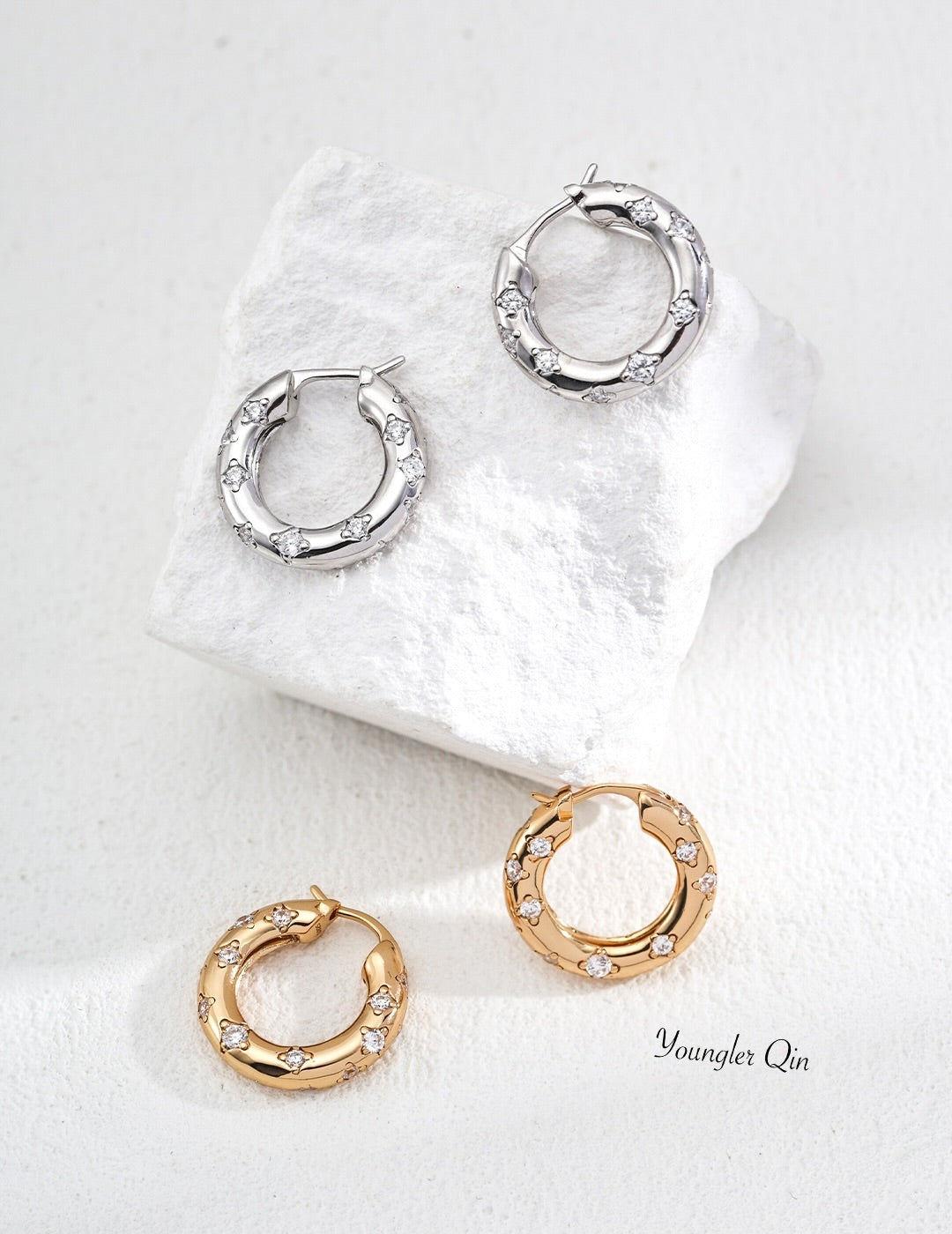 Vintage Zircon Circle Hoops