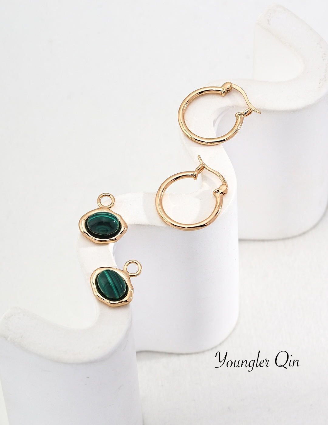 Tiger Eye Malachite Hoops