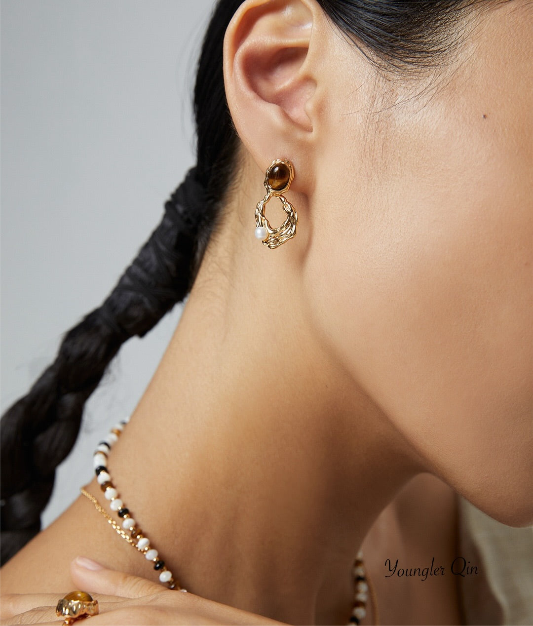 Minimalist Beaded Stone Necklace