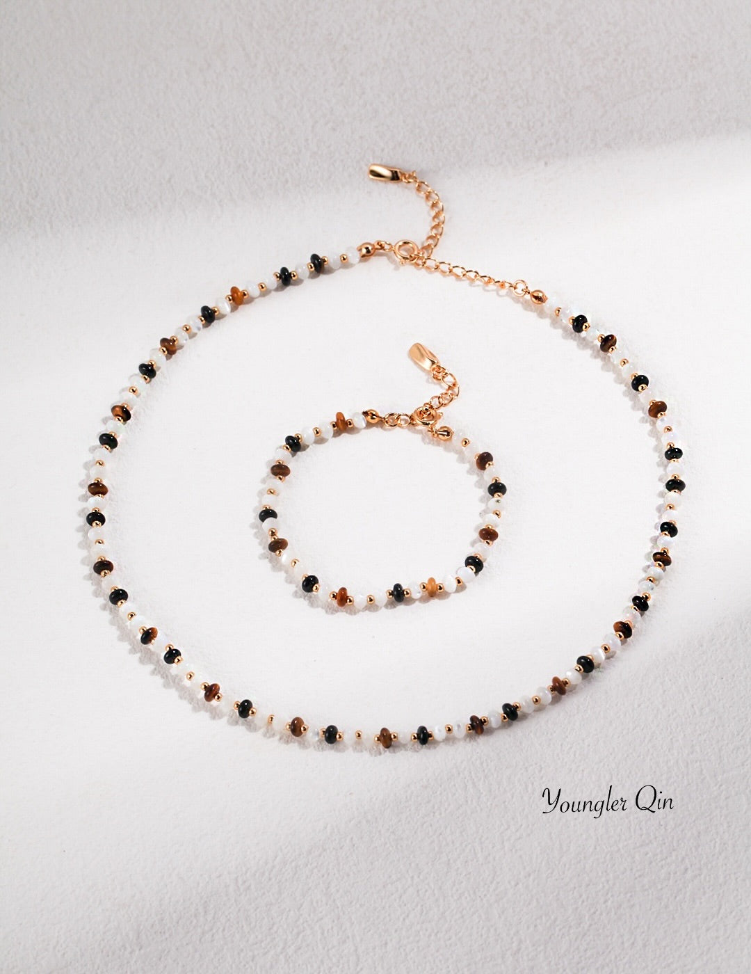 Minimalist Beaded Stone Necklace