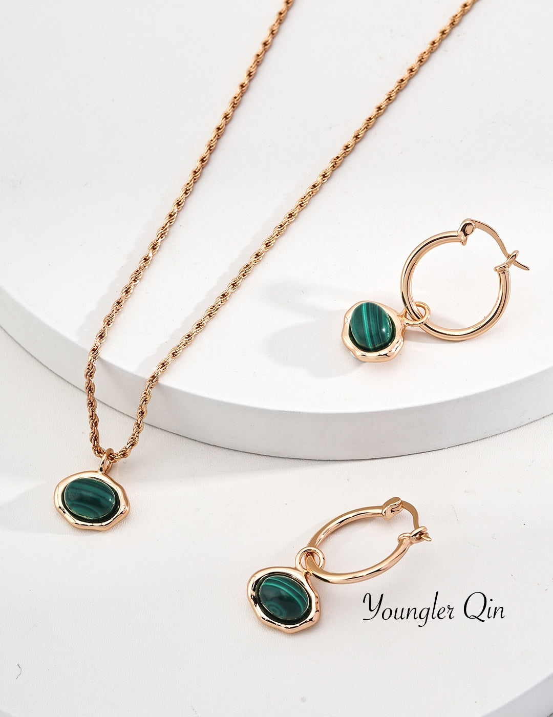 Tiger Eye Malachite Hoops
