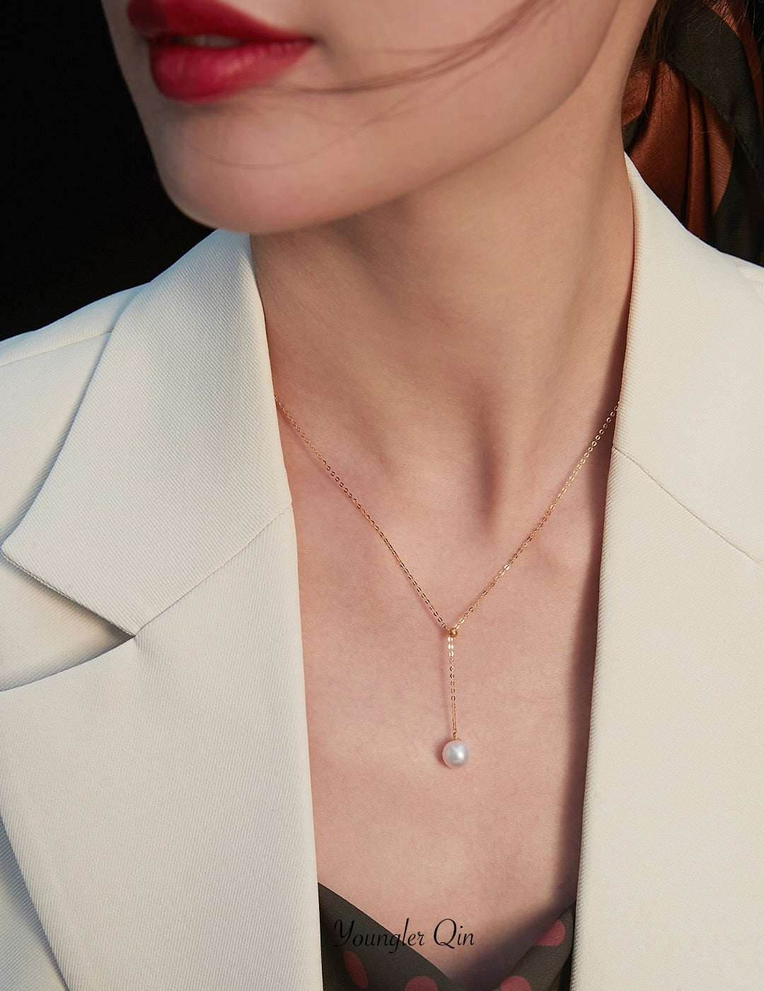 18K Gold Drop Pearl Necklace