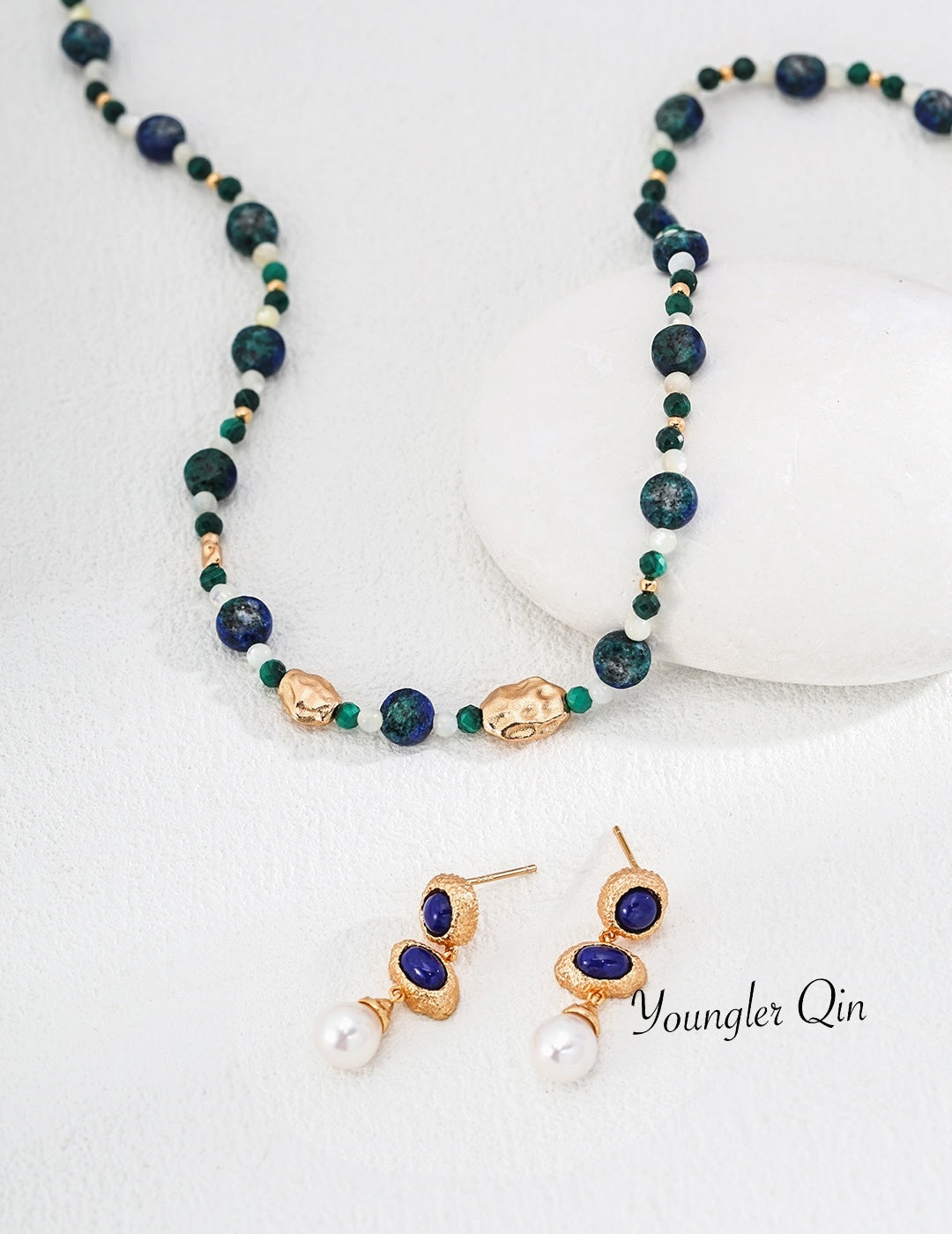 Malachite Lapis Vintage Necklace