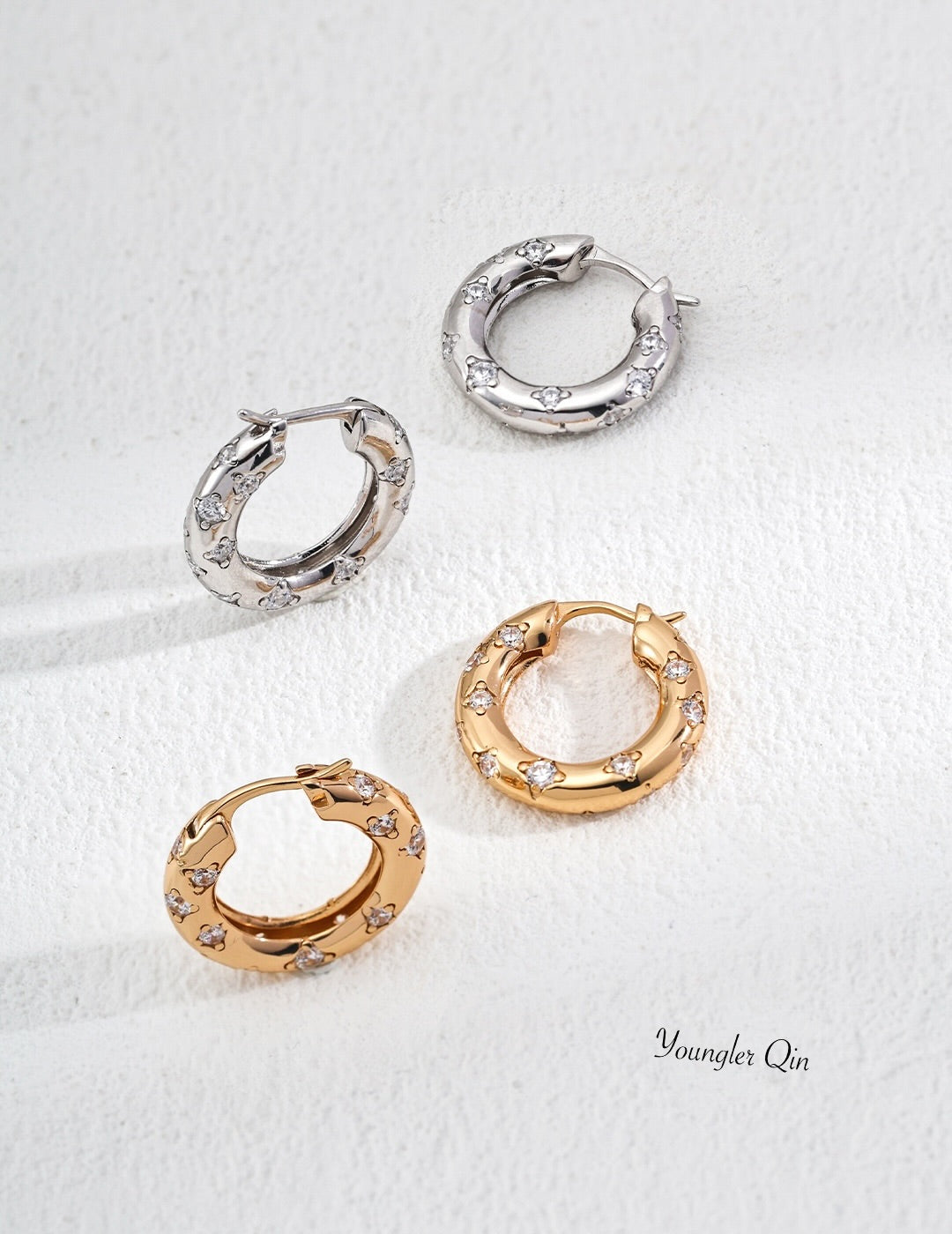 Vintage Zircon Circle Hoops