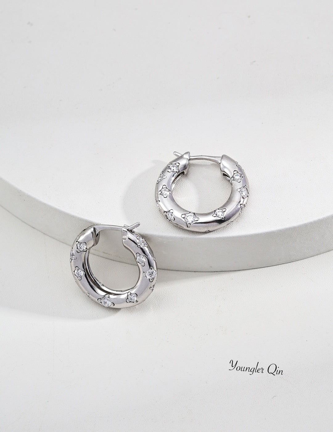 Vintage Zircon Circle Hoops