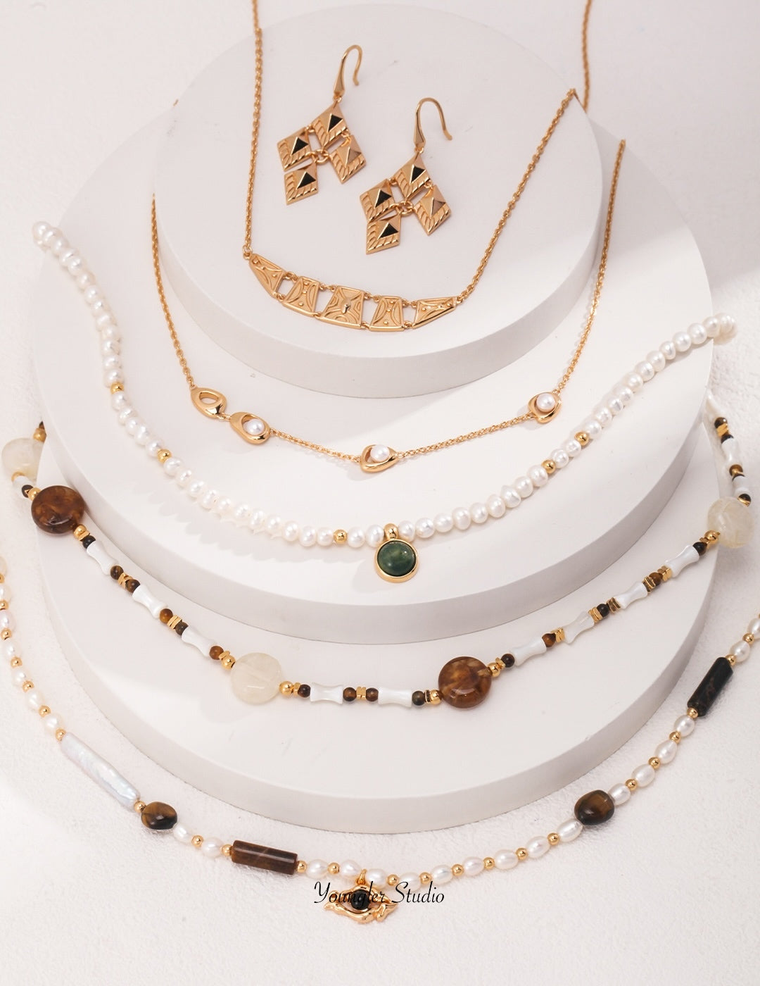 Mixed Gemstone Disc Necklace