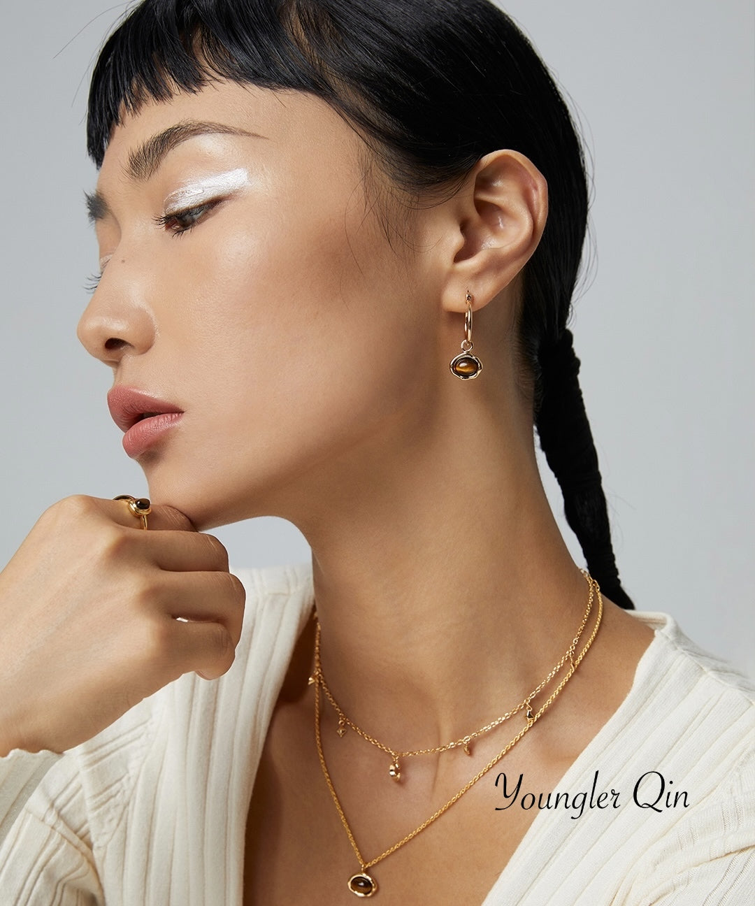 Tiger Eye Malachite Hoops