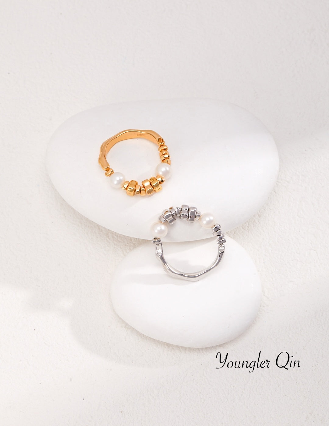 Sculptural Pearl Accent Ring