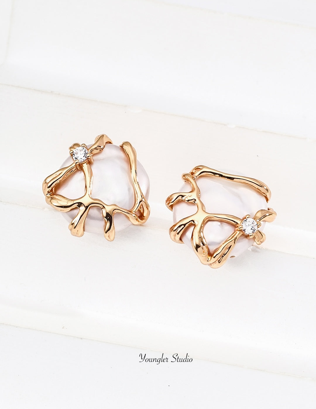 Baroque Gilded Pearl Studs