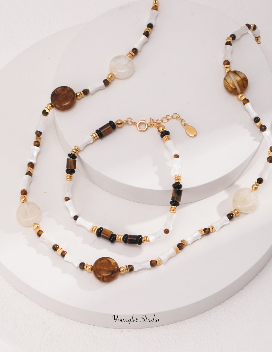 Mixed Gemstone Disc Necklace