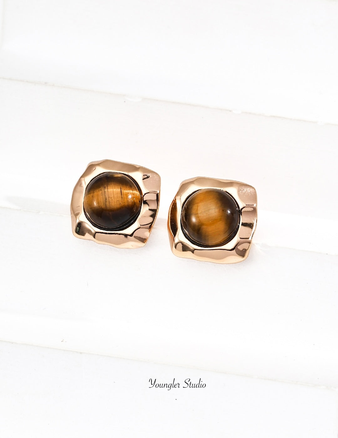 Tiger Eye Sculpt Studs