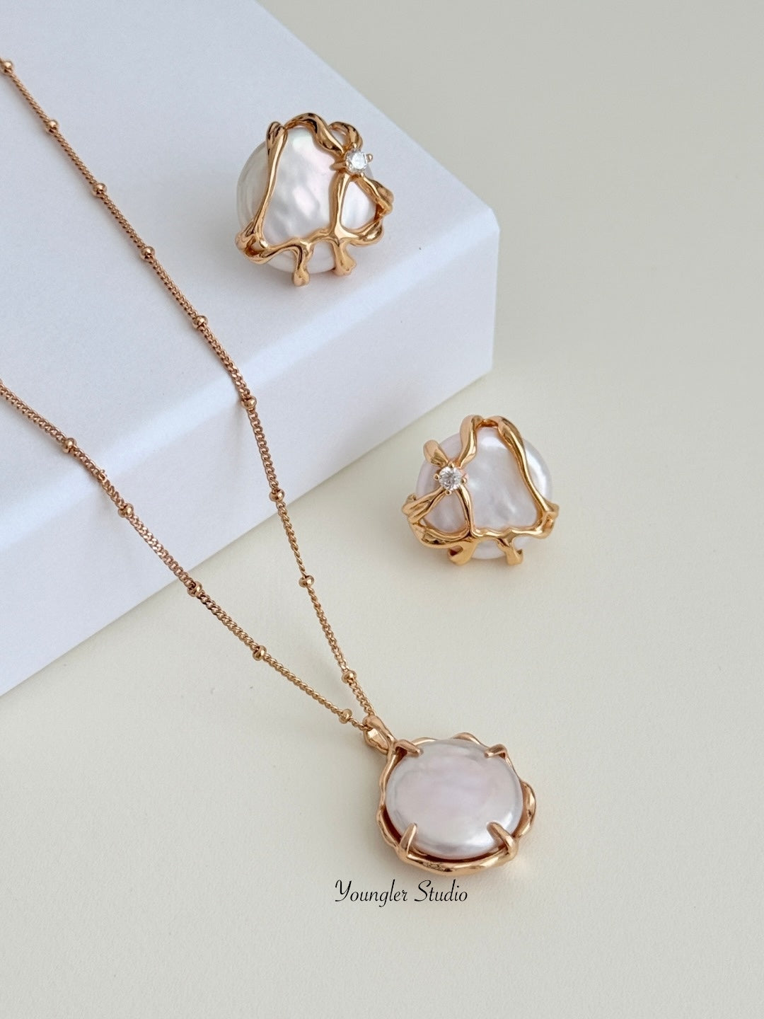 Baroque Gilded Pearl Studs