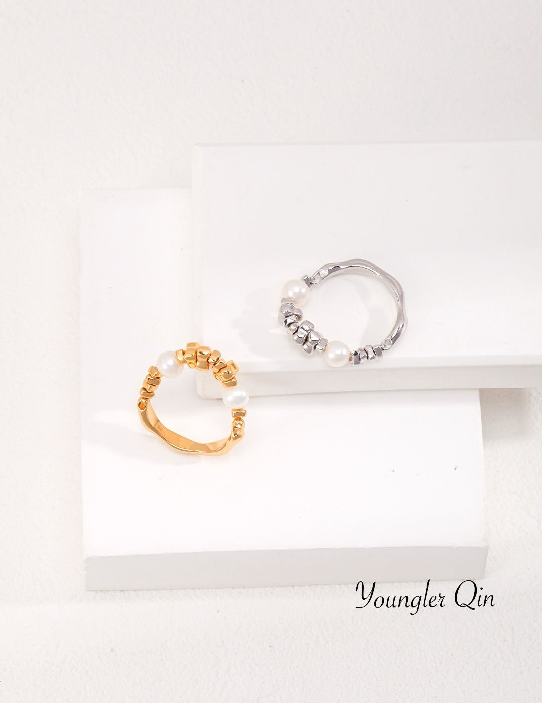 Sculptural Pearl Accent Ring