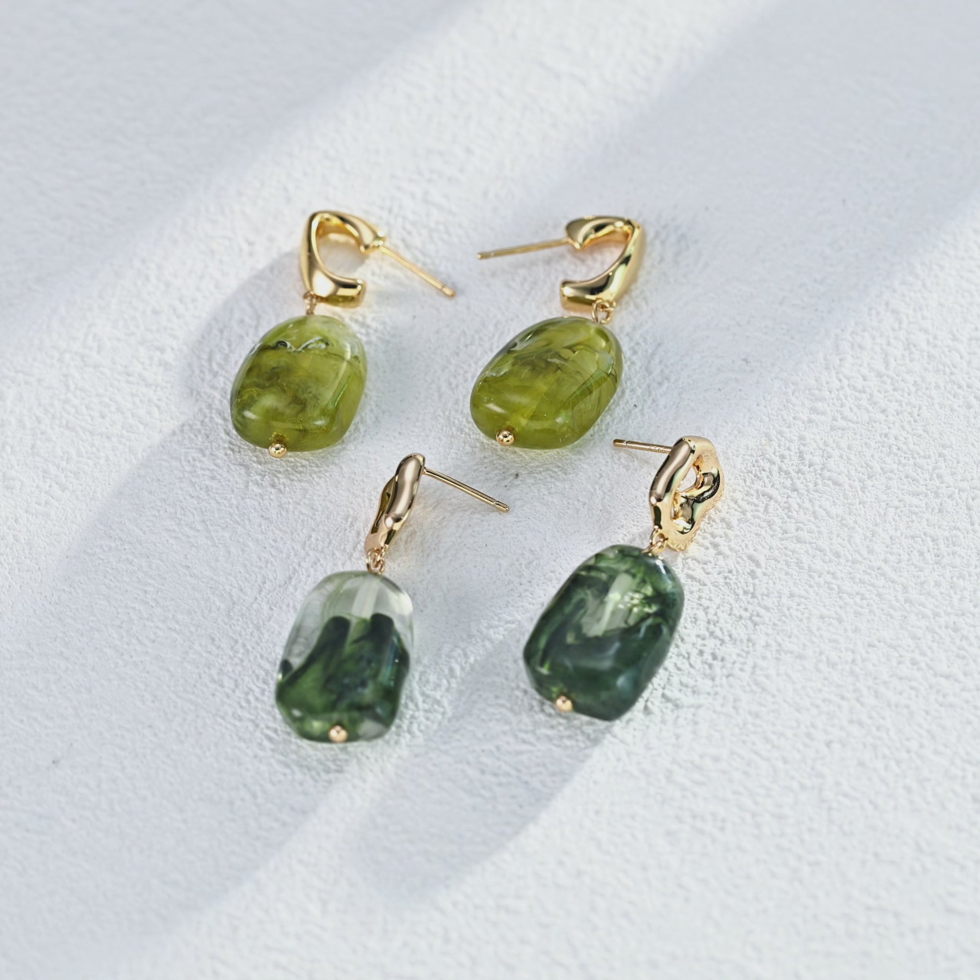 Abstract Green Stone Earrings