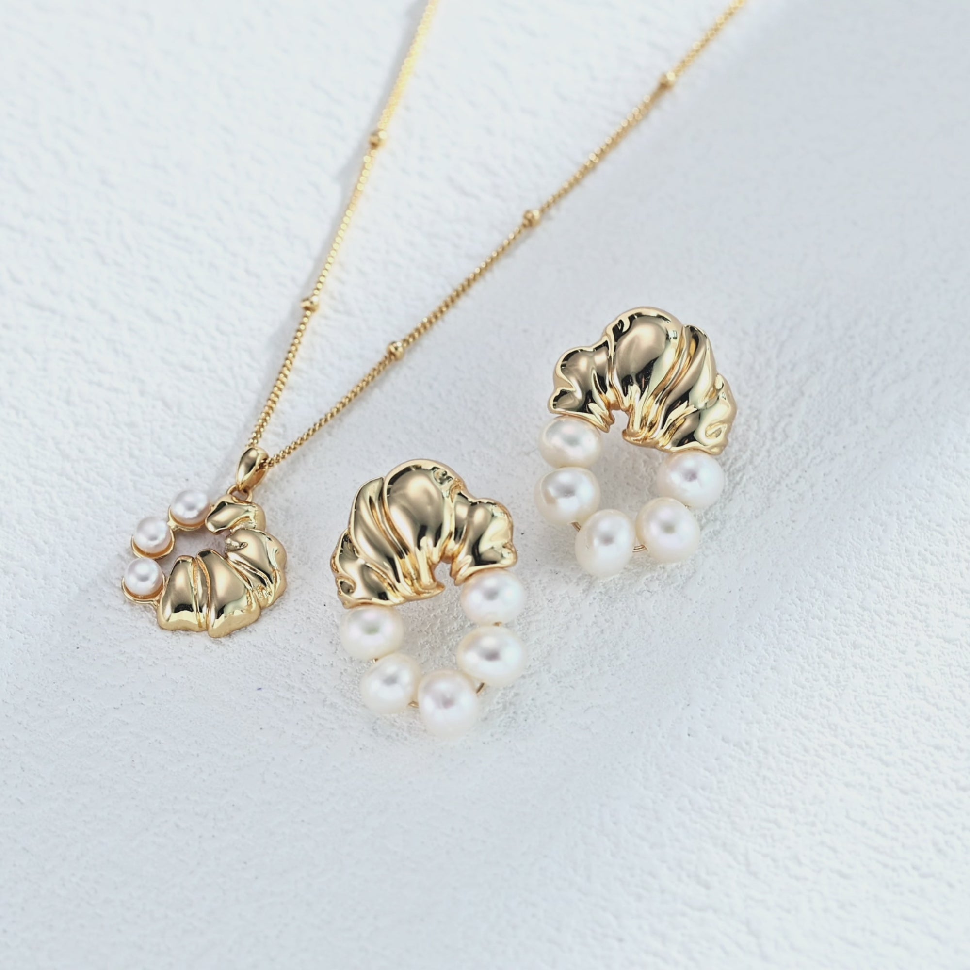 Sculptural Pearl Hoop Earrings