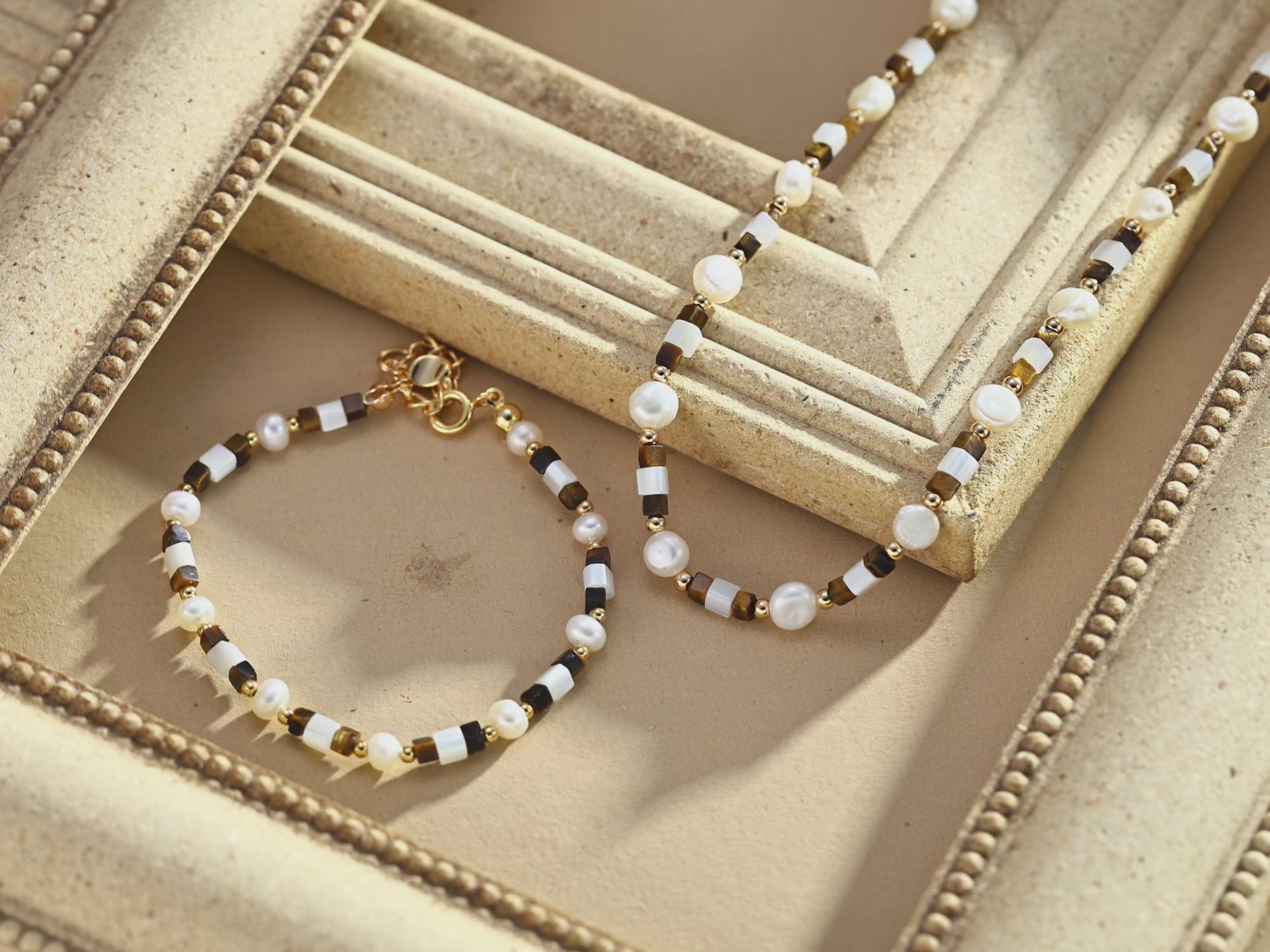 Pearl Tiger Eye Bead Set