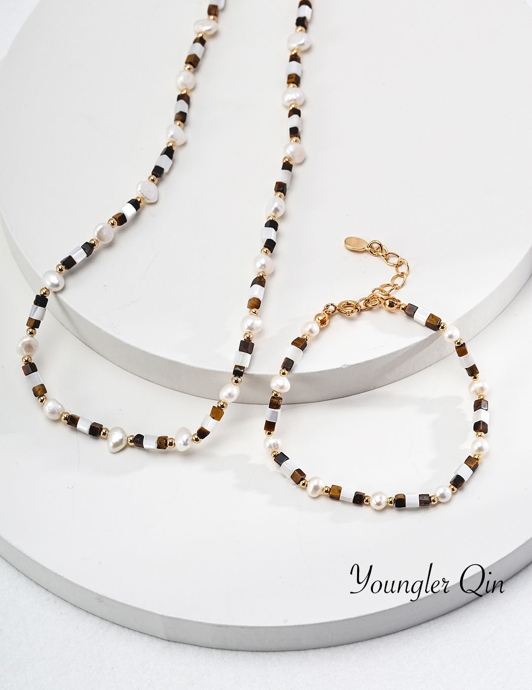 Pearl Tiger Eye Bead Set