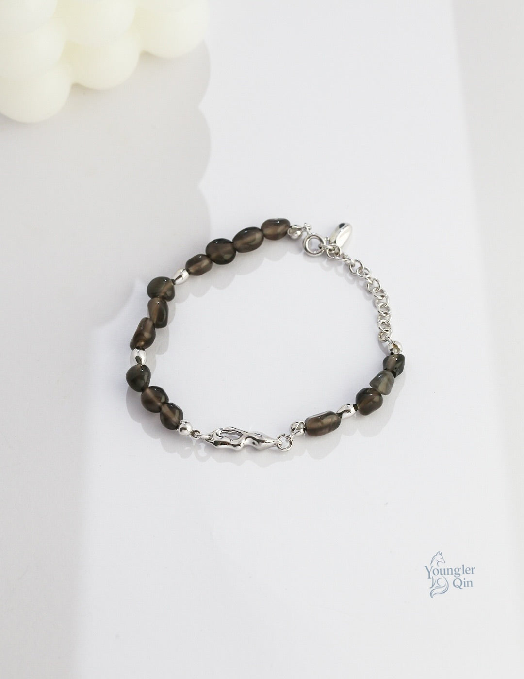 Obsidian Glass Bead Bracelet