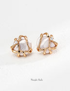 Baroque Gilded Pearl Studs