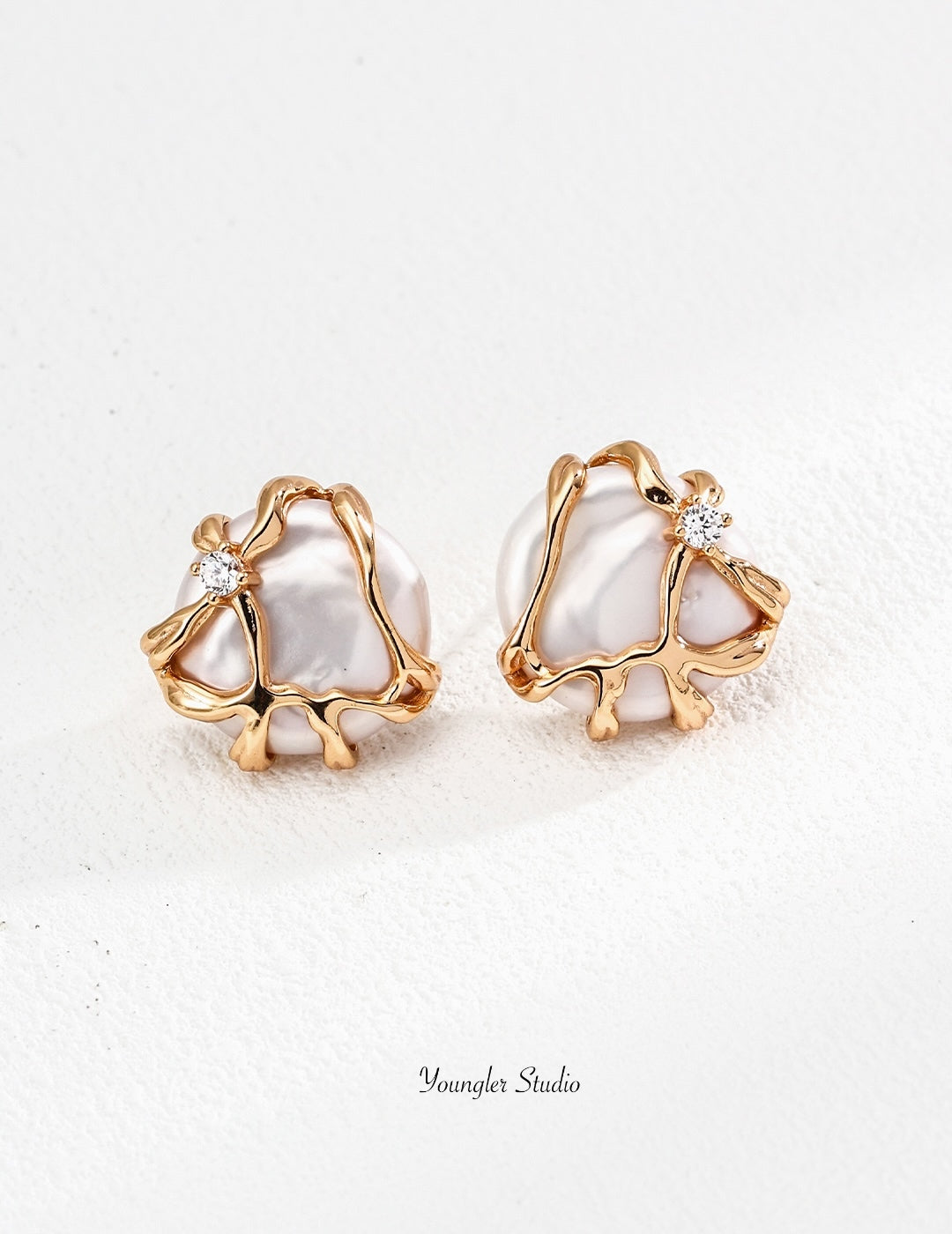 Baroque Gilded Pearl Studs