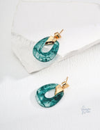 Resin Drop Green Agate Earrings