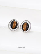 Tiger Eye Plated Chunky Stud