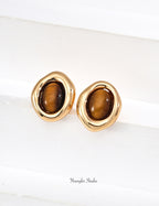 Tiger Eye Plated Chunky Stud