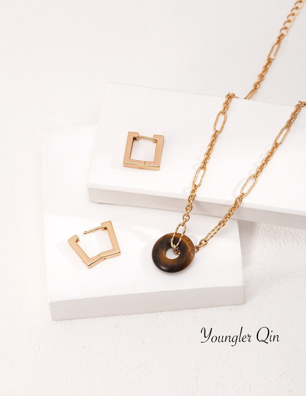 Tiger Eye Circle Earrings