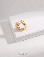 Fluid Pearl Ring Open Band