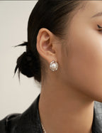 Oval Pearl Drop Earrings