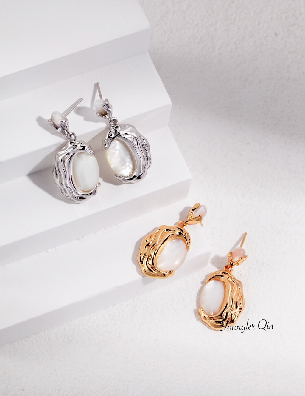 Engraved Sculpted Hoop Earrings