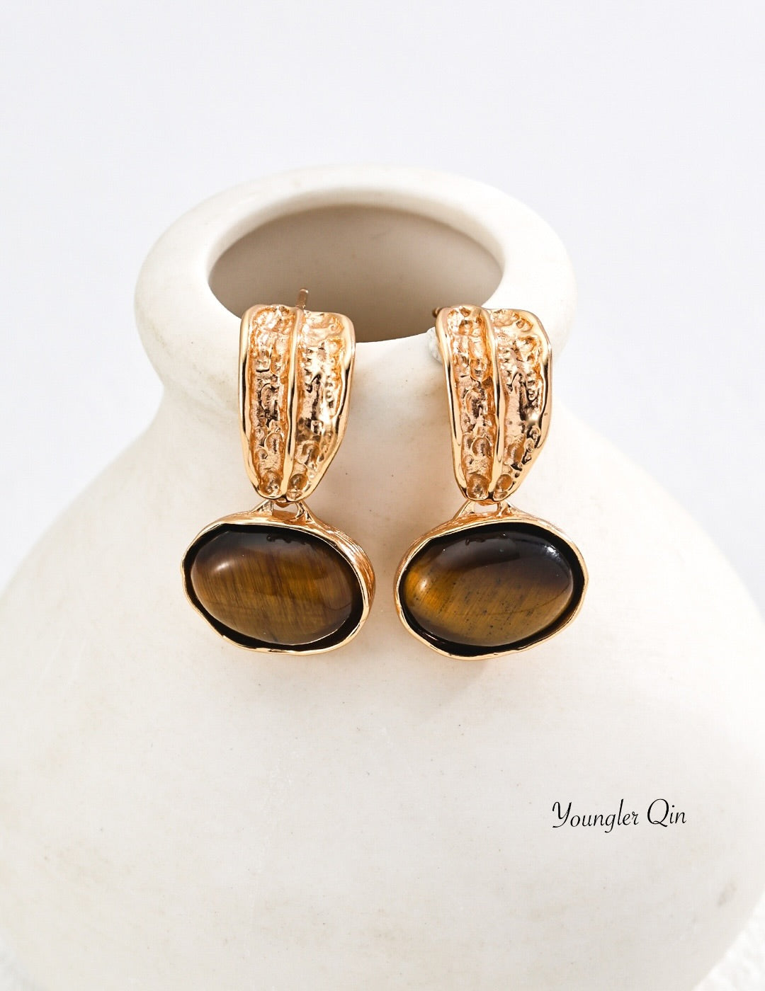 Textured Dome Drop Earrings