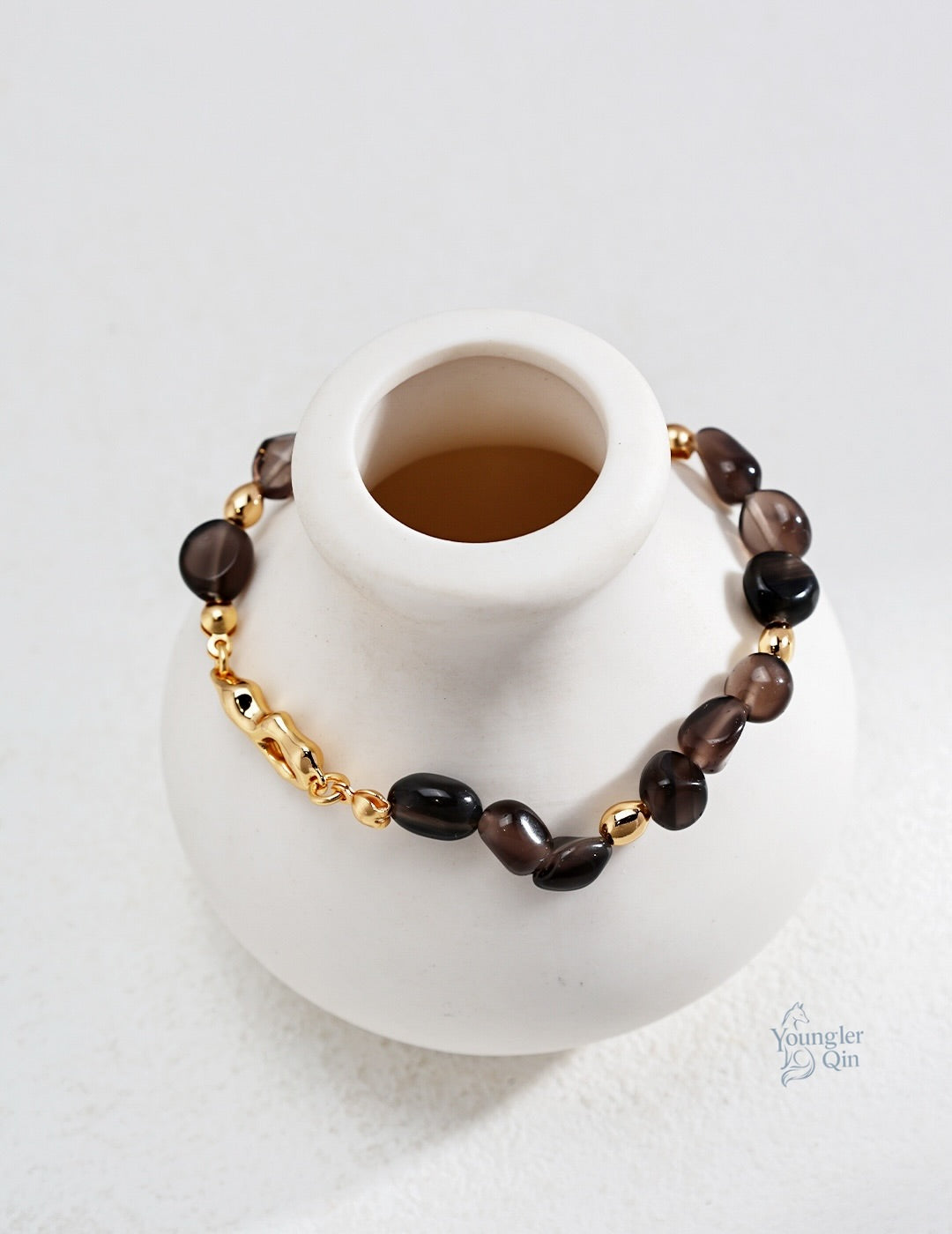 Obsidian Glass Bead Bracelet