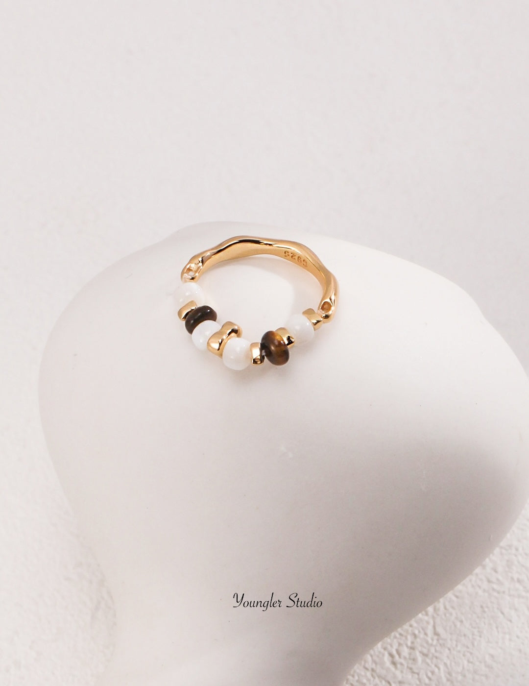 Tiger Eye Agate Gold Ring