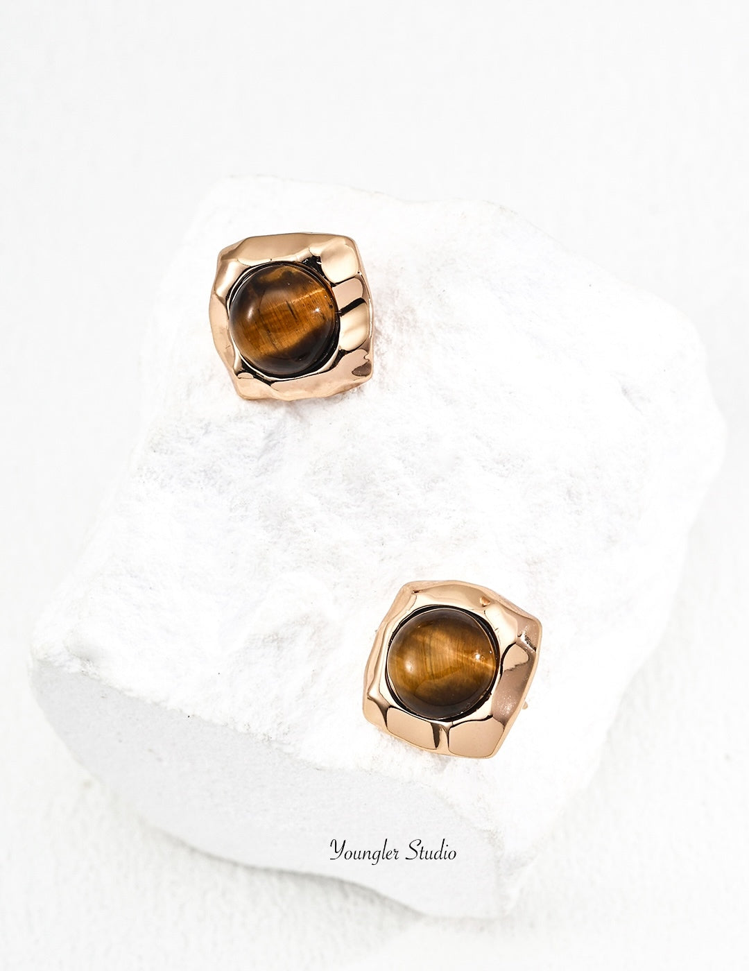 Tiger Eye Sculpt Studs