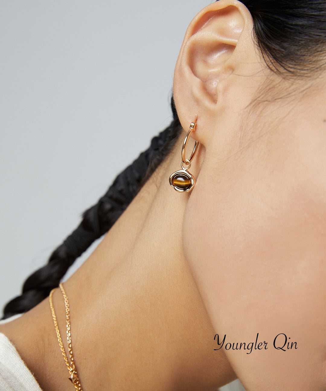 Tiger Eye Malachite Hoops