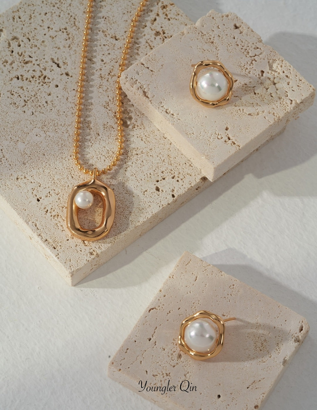 Oval Pearl Drop Earrings