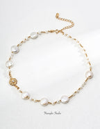 Engraved Floral Pearl Strand