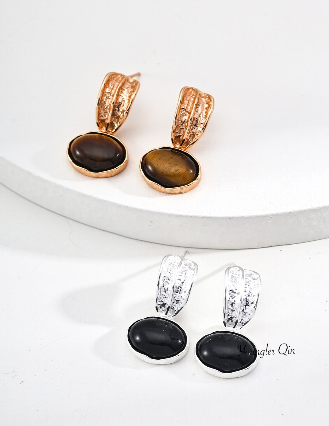 Textured Dome Drop Earrings