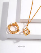 Geometric Pearl Cube Necklace