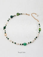 Green Bead Pearl Fusion Necklace